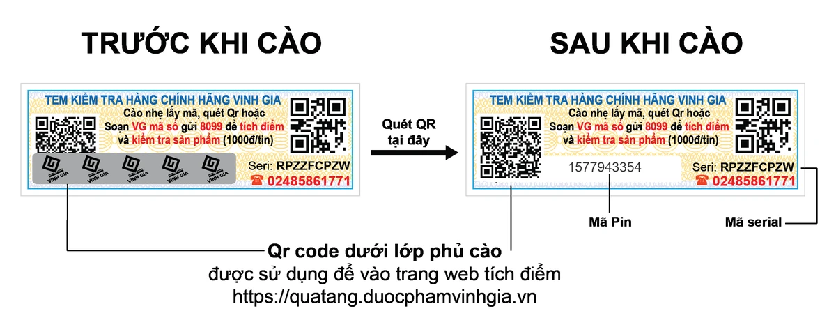 Tem xác thực chính hãng Dược phẩm Vinh Gia